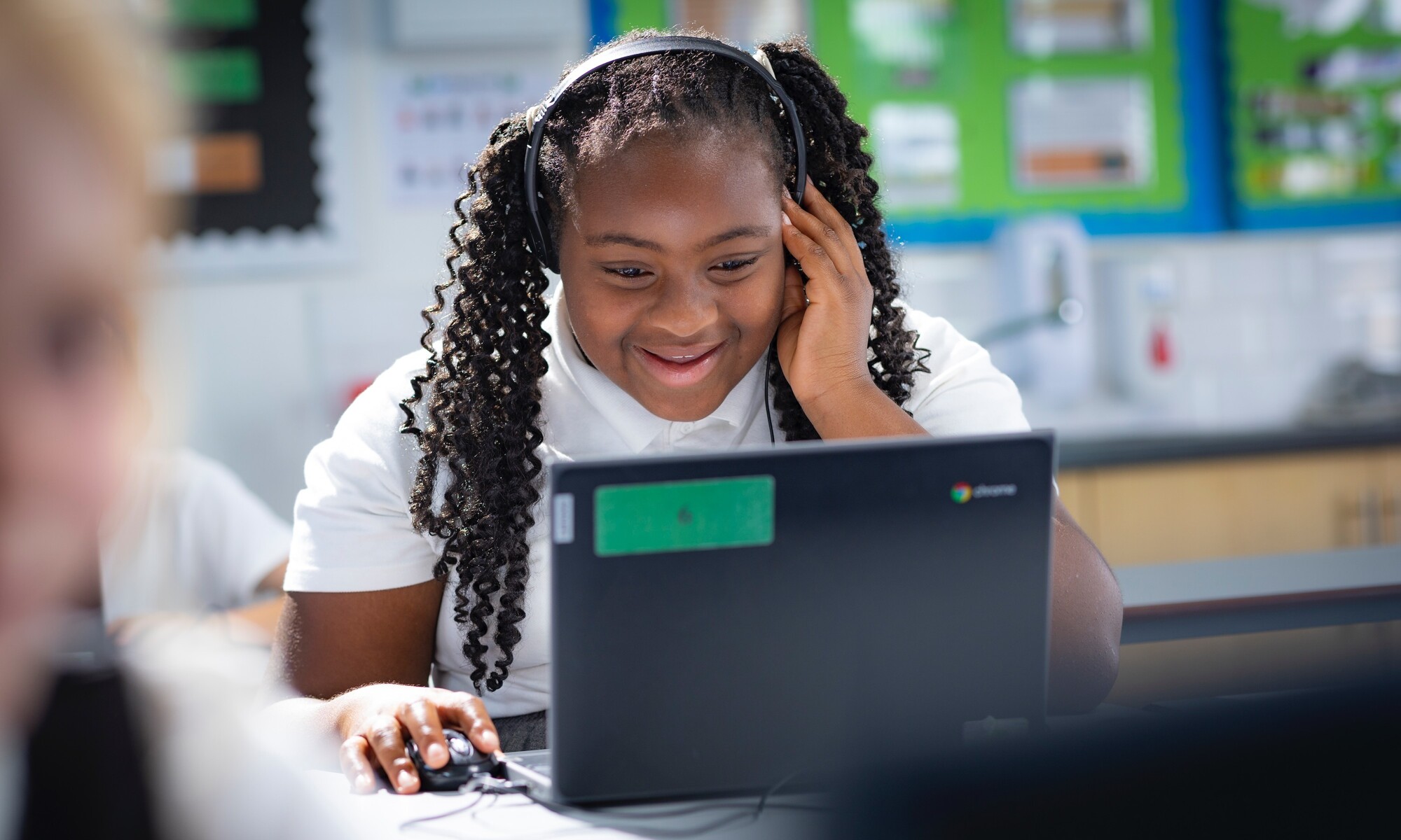 High Cliff Academy Pupil on a School Laptop Image